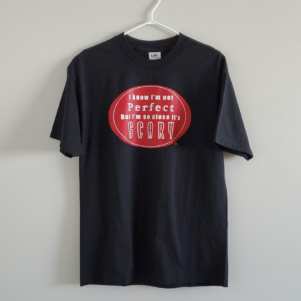 LOL Mens Black Tee with Red Funny Sarcastic Cotton  Graphic Size L